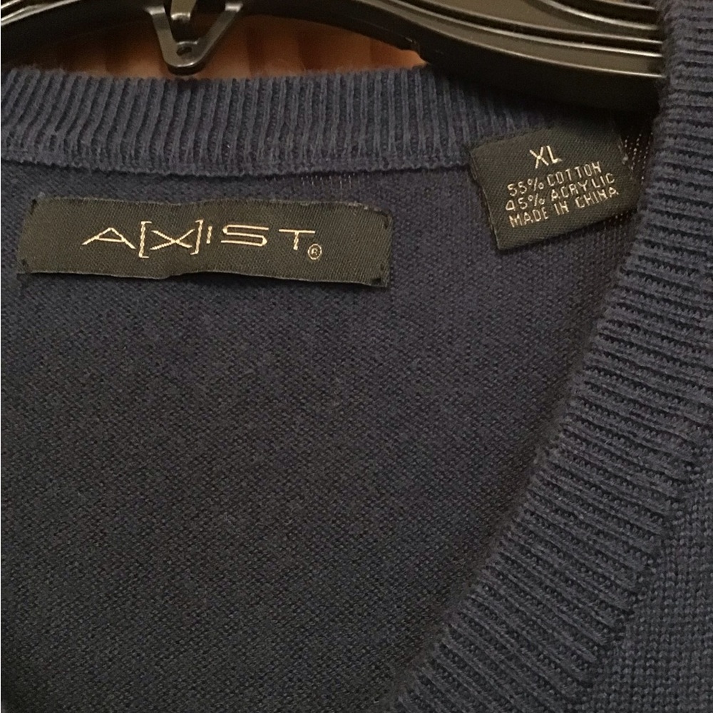 MENS AXIST ARGYLE SWEATER VEST SZ XL NAVY LT. BLUE CHARCOAL ROCKABILLY HIPSTER - Picture 5 of 6